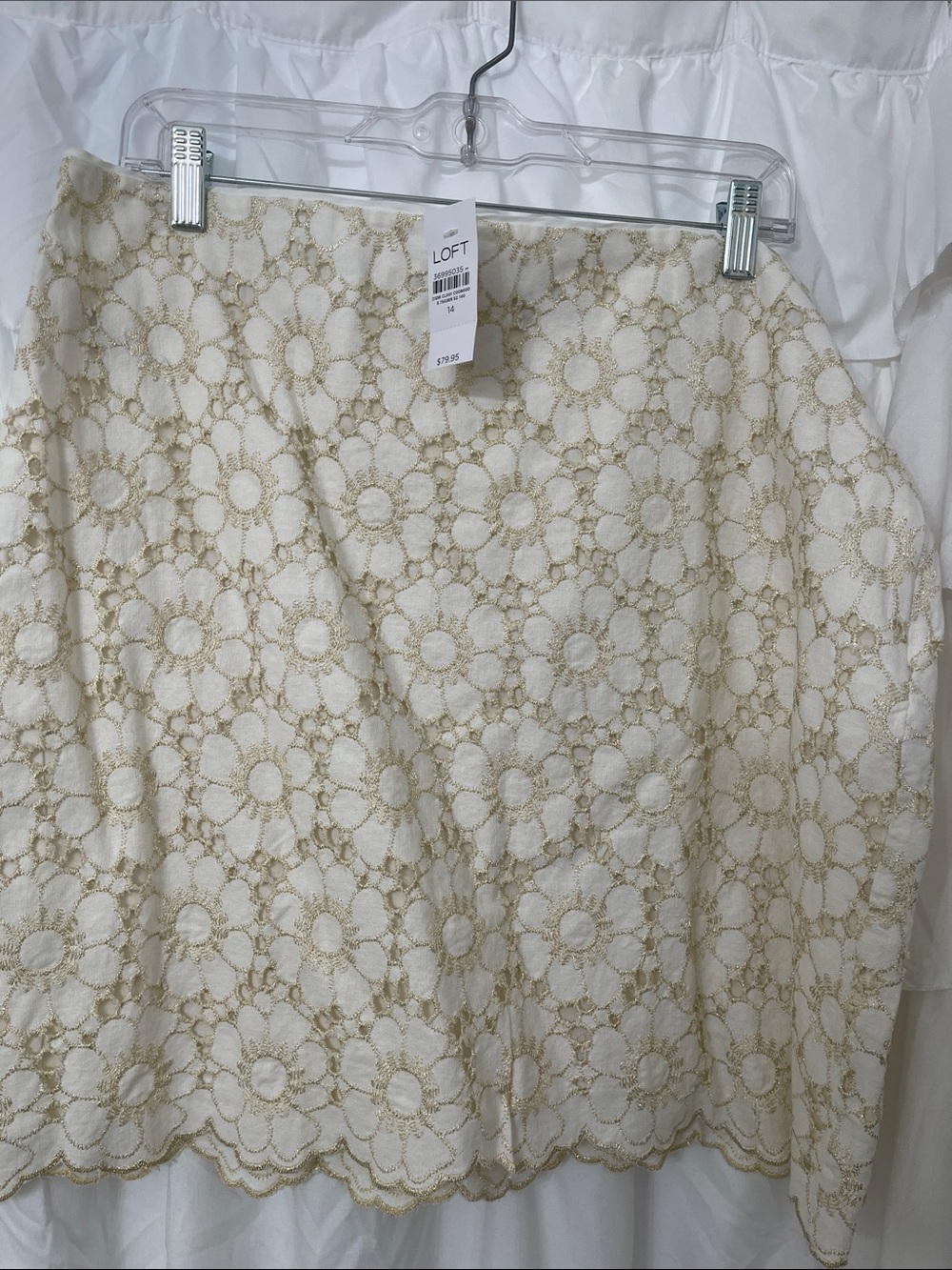LOFT Cream Lace Daisy A-Line Skirt